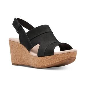 Clarks Collection Ultimate Comfort Annadel Ivory Wedge Sandal Black Boho 7.5M